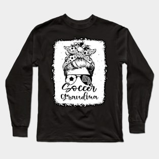 Soccer Grandma Vintage Leopard Messy Bun Bleached Long Sleeve T-Shirt